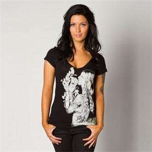  Metal Mulisha Womens Kiss Of Death T Shirt   Large/Black 