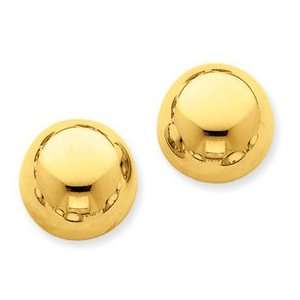    14k Yellow Gold Polished 16MM Half Ball Post Earrings Jewelry