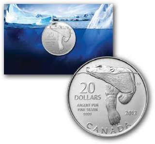 2012 RCM Canada $20 Dollar 9999 Fine Silver Commemorative Polar Bear 