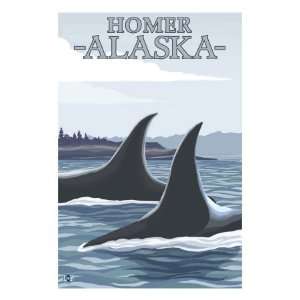  Orca Whales #1, Homer, Alaska Giclee Poster Print, 9x12 