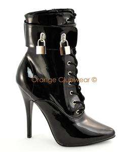 PLEASER 6 High Heels Locking Ankle Boots W/Multi Cuffs 885487140636 