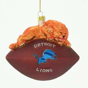   Detroit Lions NFL Glass Mascot Football Ornament (6) 