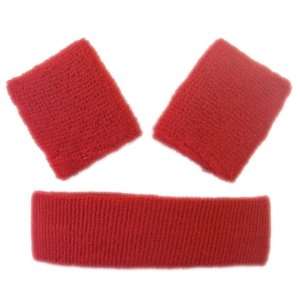  Workout Head Band & 2 Wrist Bands (Red) Toys & Games
