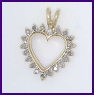 10kyg Round Diamond Heart Charm Pendant .20ct  