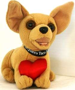   holding VALENTINE Heart TACO BELL says GRRRLLLOOOOWWW Toy DOG  