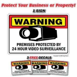   SURVEILLANCE SIGNS 1 Sign & 3 Free Decal video Patio, Lawn & Garden