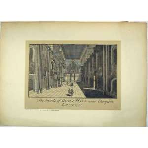   Interior View Guildhall Cheapside London Antique Print