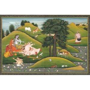  Bana Prostrating at Shivas Feet   Water Color Painting on 