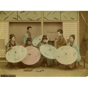  A Team of Japanese Embroiderers Working on Decorative 