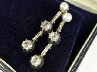 Gorgeous Platinum edwardian Diamond Pearl earrings  