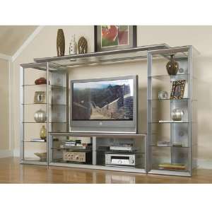 H875 Contemporary TV Unit in Silver Metal and Glass 