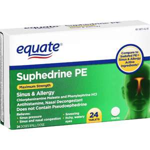   Suphedrine PE Sinus & Allergy Antihistamine/Nasal Decongestant, 24 CT