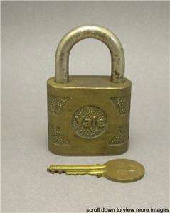 Vintage Yale Lock Padlock Brushed Brass Case Hardened Steel Shackle 