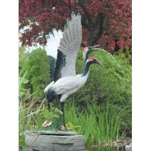  Crane Pair Pond Spitter in Full Color Patio, Lawn 