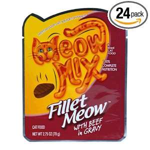 Meow Mix Cat Food, Fillet Meow with Beef in Gravy, 2.75 Ounce Pouches 