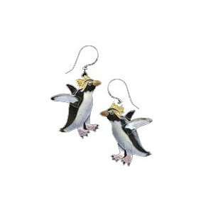 Rockhopper Penguin Silver and Enamel Earrings