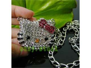 Beautiful Fashion hello kitty Crystal necklace Gift L1  