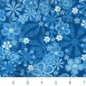 60 Wide Printed Canvas Blue Floral Fabric By The Yard 