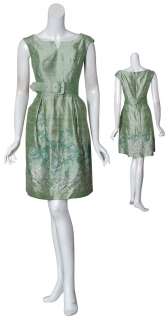 KAY UNGER Embroidered Dupioni Silk Belted Dress 18 NEW  