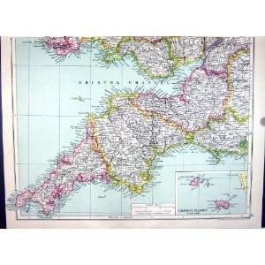  Cassell Antique Map 1920 England LandS End Channel 
