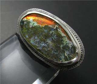 Big Roman glass 925 Sterling Silver Adjustable Ring  