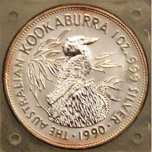  1 Oz Fine Silver Kookaburra 1990 Beautiful Coin 