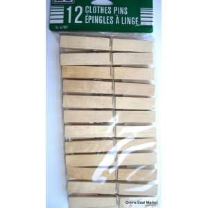  2 Pack (Total 24pc) Clothes Pins LAUNDRY Clothespins Wood 