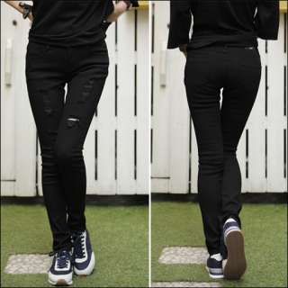 Womens Casual Edge Black slim Skinny Jeans Korea Style Pants 25~32 