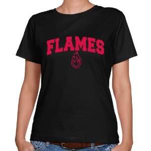  UIC Flames Ladies Black Logo Arch Classic Fit T shirt 