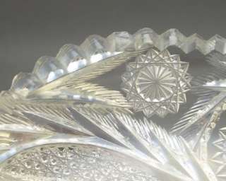 Vintage American Brilliant Period APB Cut Glass Handled Nappy Relish 
