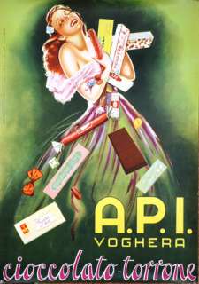 API Cioccolato Italian Chocolates poster 1950 original  