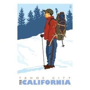  Snow Hiker, Tahoe City, California Premium Poster Print 