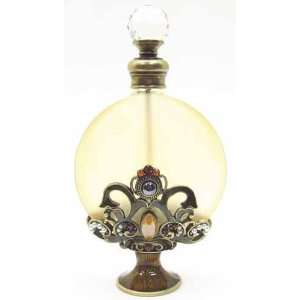   Perfume Bottle Amber Spherical Shape Ornate Stand