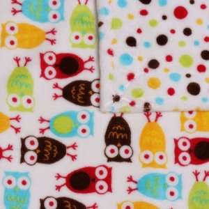  Owl & Polka Dot Unisex Minky Mini Blanket   Great Baby 