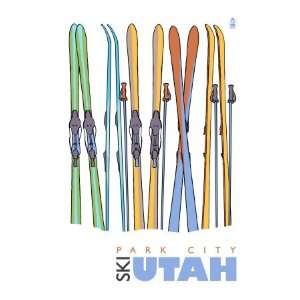  Park City, Utah, Skis in the Snow Giclee Poster Print 