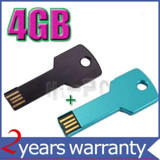 2pcs 4GB Metal Key USB Flash Memory Drive Black+Blue  