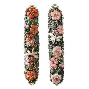  High End Mezuzah Cover   Flowers and Creatures, Orange 
