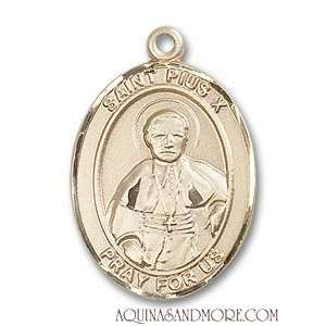 St. Pius X Large 14kt Gold Medal