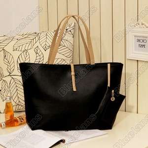 Faux Leather Tote Shopper Women Belt Buckle Handbag Shoulder Bag 