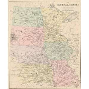  Mitchell 1877 Antique Map of the Central States
