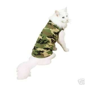 Savvy Tabby Kitty Cat Camo Tank Top Shirt GREEN LARGE  