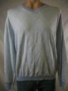 New Mens PERRY ELLIS Light Blue Argyle Sweater XL NWT  