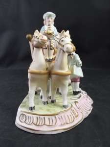 Colonial Victorian Couple Horse Drawn Carriage Figurine Made in Japan 