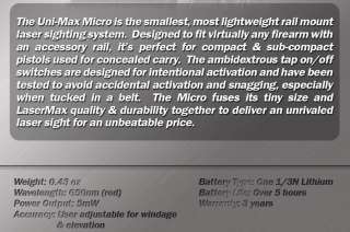 LaserMax Uni Max MICRO ** The Smallest Rail Mount Laser  