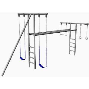   Swing Set   Adjustable Monkey Bars, 2 Swing Seats, Trapeze Bar, Rings