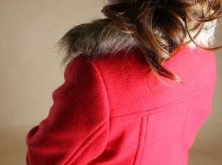 Sleek Military Plush Faux FUR Collar Pola Fleece COAT Winter Jacket w 