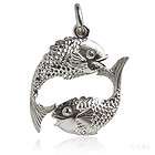 PISCES FISH ZODIAC SIGN Sterling Silver Charm Pendant A