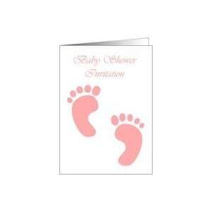 Baby Shower Invitation baby footprints baby girl Card 
