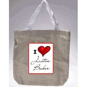   Love Justin Bieber 8x8.5 Natural Canvas Tote Bag