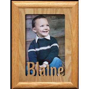  5x7 Blaine ~ Portrait Laser Cut Oak PHOTO NAME FRAME 